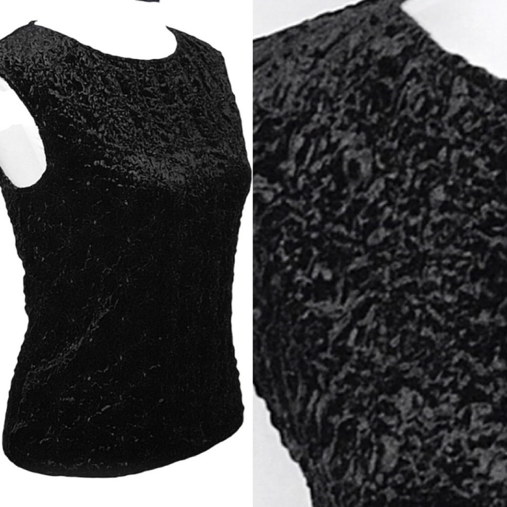 ConradC Collection Black Sleeveless Ruched Stretch Scrunch Top Sz Small